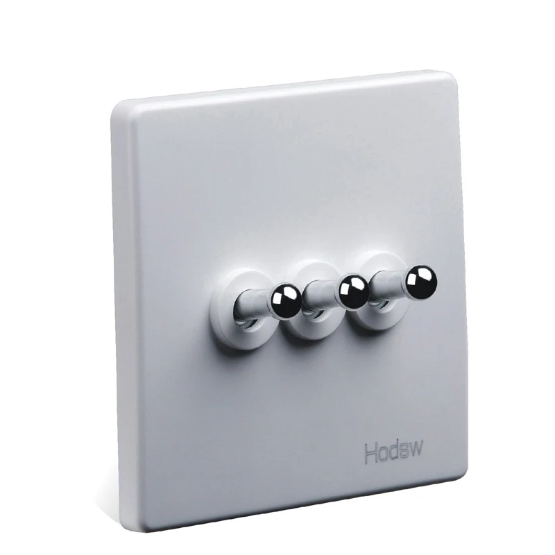 

5pcs Retro Switch Panel Touch On/Off 86 Type Three Open Double Control Personality Switch 220V10A White