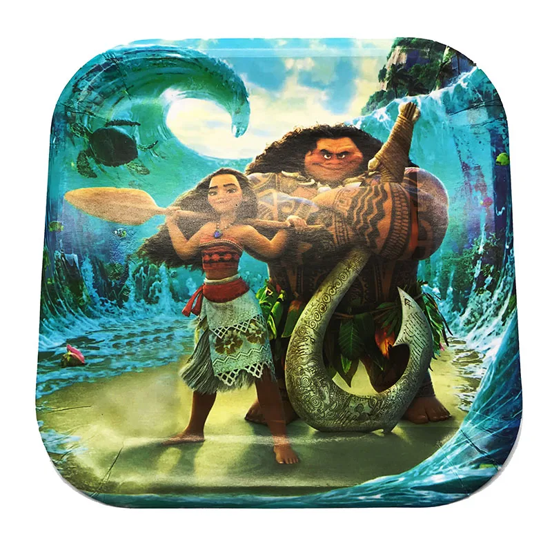 

10pcs/pack 7inches paper square plates Moana theme disposable dishes birthday party decorations Moana theme square paper plates