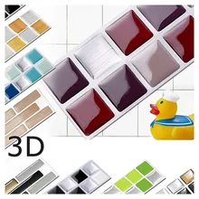 Яркие плитки 6 листов красочные самоклеющиеся DIY Декор виниловые обои 3D пилинг и палочка квадратная мозаичная плитка