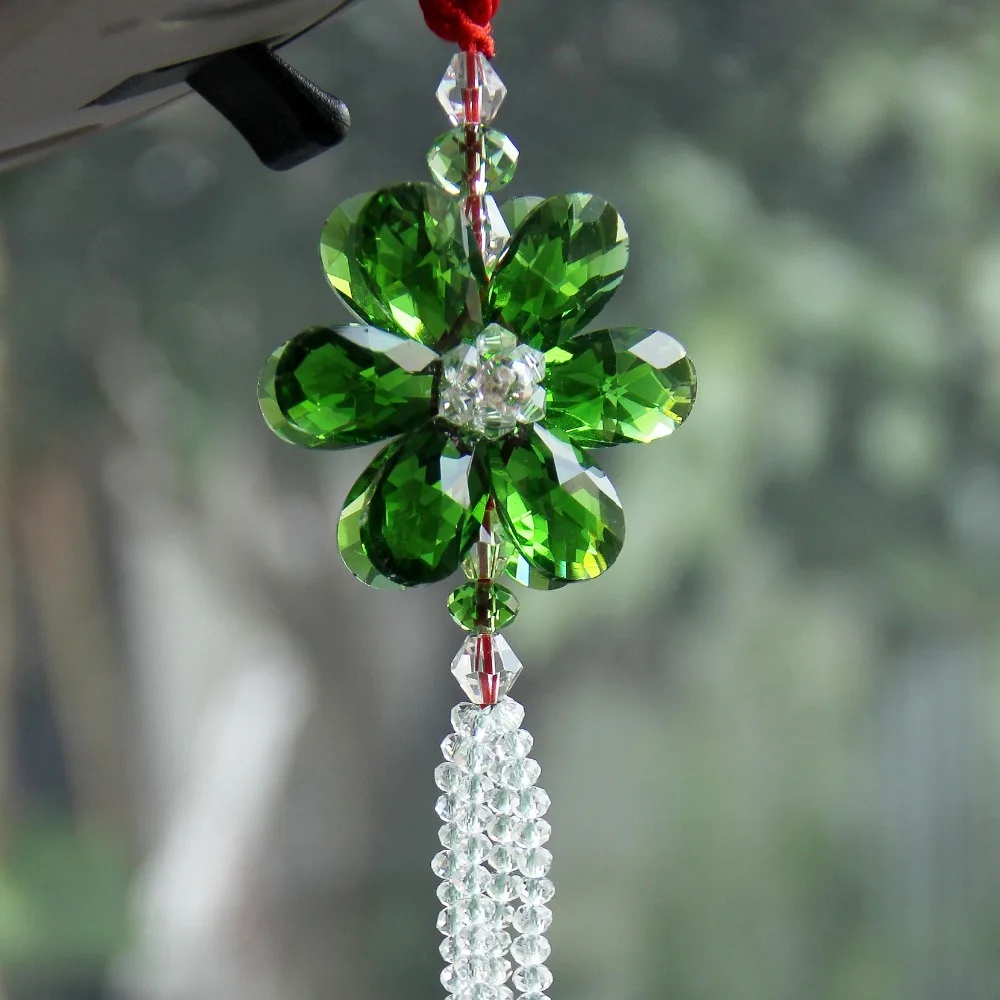 

Luxury Lucky Blessing Flower Crystal Car Styling Colorful Car Pendant Car Accessories Hanging Ornament For Car Rearview Mirror