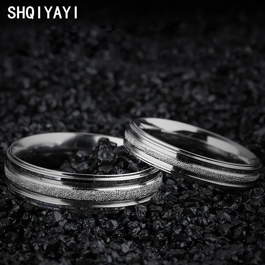 

SHQIYAYI Stainless Steel Ring Men Women Couple Jewelry For Lovers Anniversary Gift Casual Classic Simple Punk Rock Retro .O094