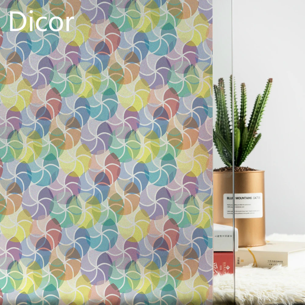 

DICOR Luxury European Style Circular Pattern Privacy Glass Film Window Sticker Opaque Livingroom Wedding Decor BLT1757