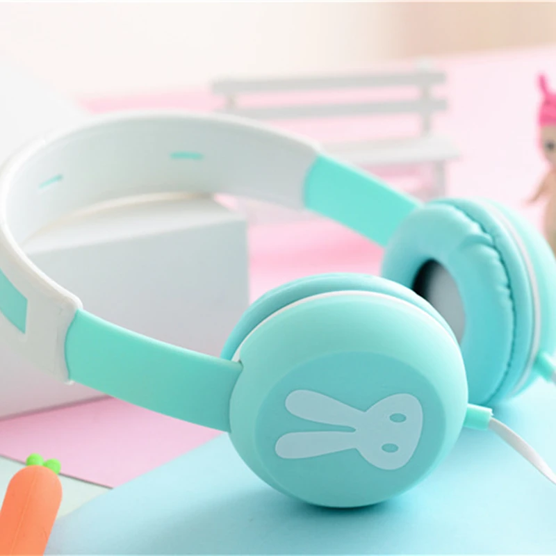 

Cute Rabbit Headband Stereo Headphones Microphone Portable Wired Headset for Kids Girls Mobile Phone iPhone Samsung Gift Pink