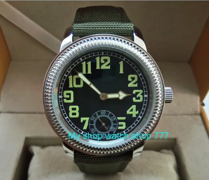 

44mm PARNIS Asian ST3621/6498 Mechanical Hand Wind movement Mechanical watches Luminous black dial men's watches dfgd183a