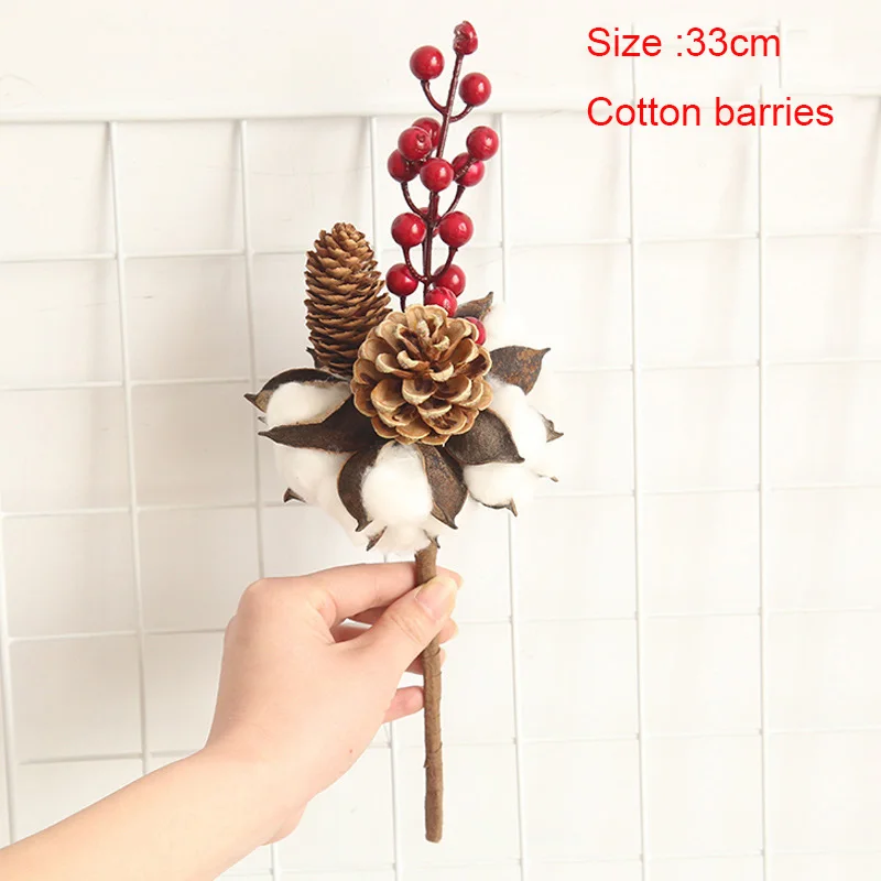 7 стилей, в скандинавском стиле, искусственный цветок из хлопка, имитация цветка, сделай сам, свадебное украшение, искусственный цветок для дома, вечерние, для офиса - Цвет: 33cm cotton barries