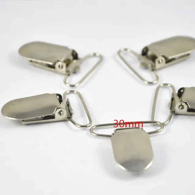 30 Pcs Metal Suspenders Clips,Silver Suspender Clips,1 Rectangle Pacifier Clip,Pacifier Holders,DIY Pacifier Clip 1736