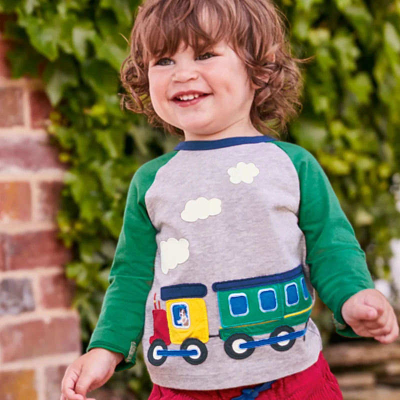 

Little maven children brand baby boy clothes 2019 autumn boys cotton long sleeve tops cloth train t shirt 51533