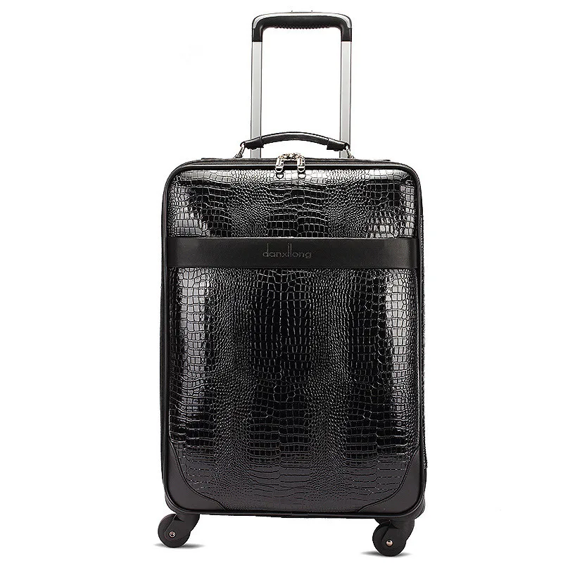 

Wholesale!16inch crocodile grain pu leather travel luggage bags on universal wheels,high quality commerical luggages,FGF-0004-16