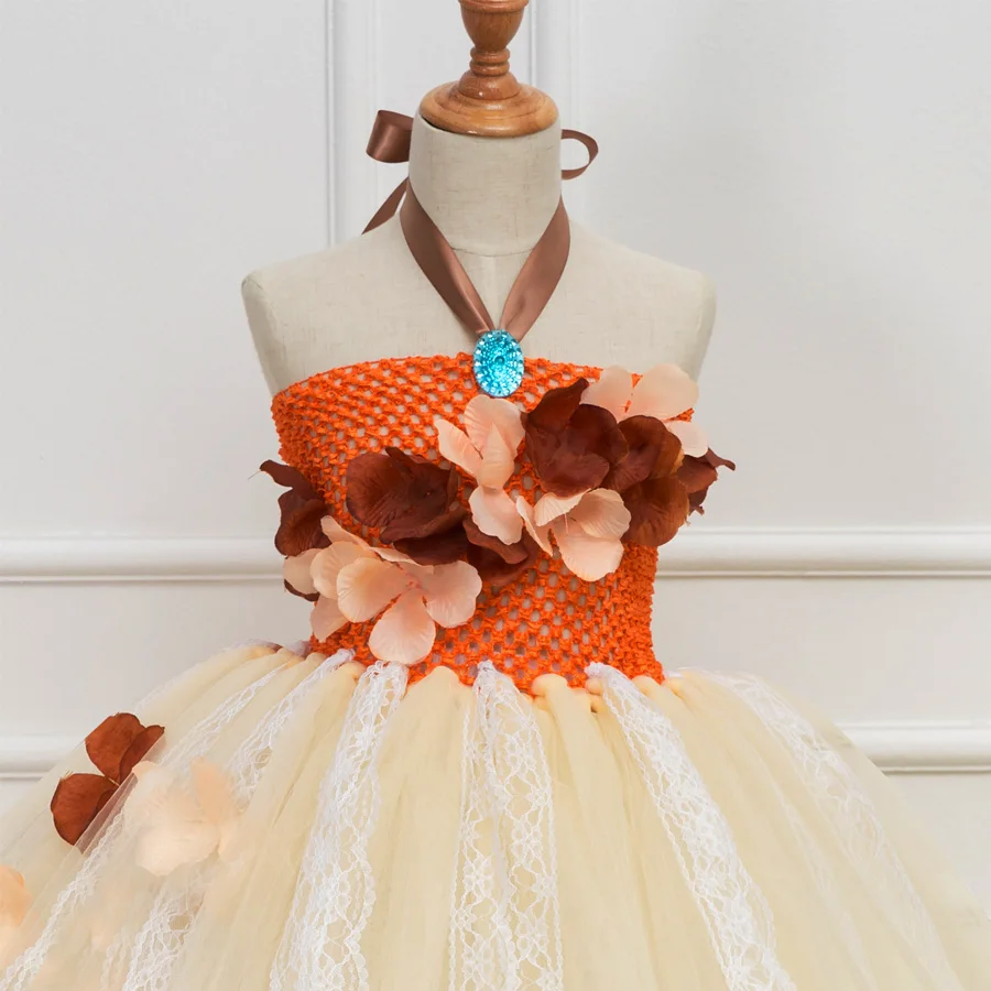 AmzBarley Filles Moana Deguisement Costume Robe de Princesse Moana Soir/ée F/ête Cosplay Enfants Haut Jupe Ensemble Hawa/ïen Va/ïana Fleur Collier