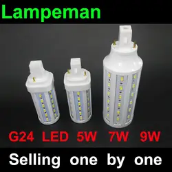 Светодиодные лампы g24 led теплый 2 pin g24d-3 светодиодные лампы g24d-2 СВЕТОДИОДНЫЕ Светильники 5 Вт 6 Вт 7 Вт 9 вт 10 Вт SMD5730 AC85-265V 110 В 220 В ce rohs