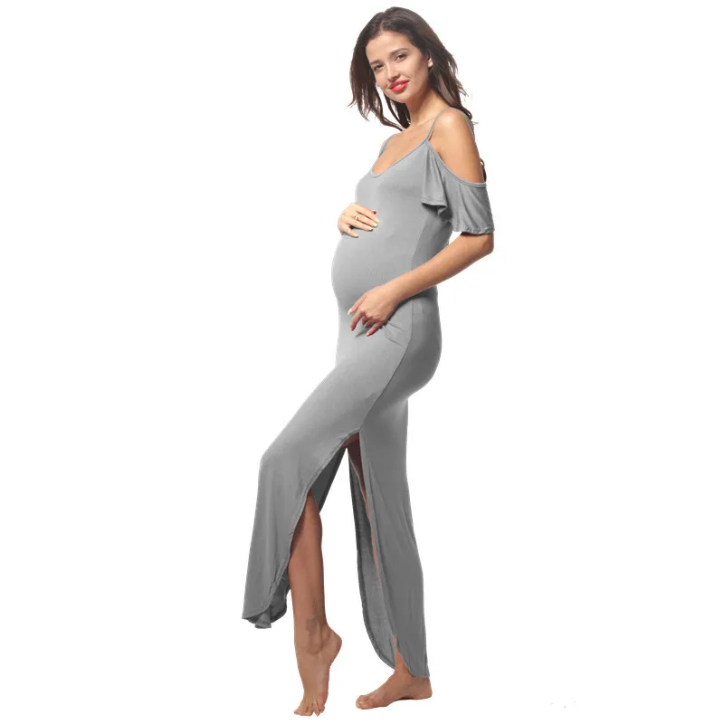 Spaghetti Strap Maternity Dresses Stretchy Cotton Jersey Pregnant Women