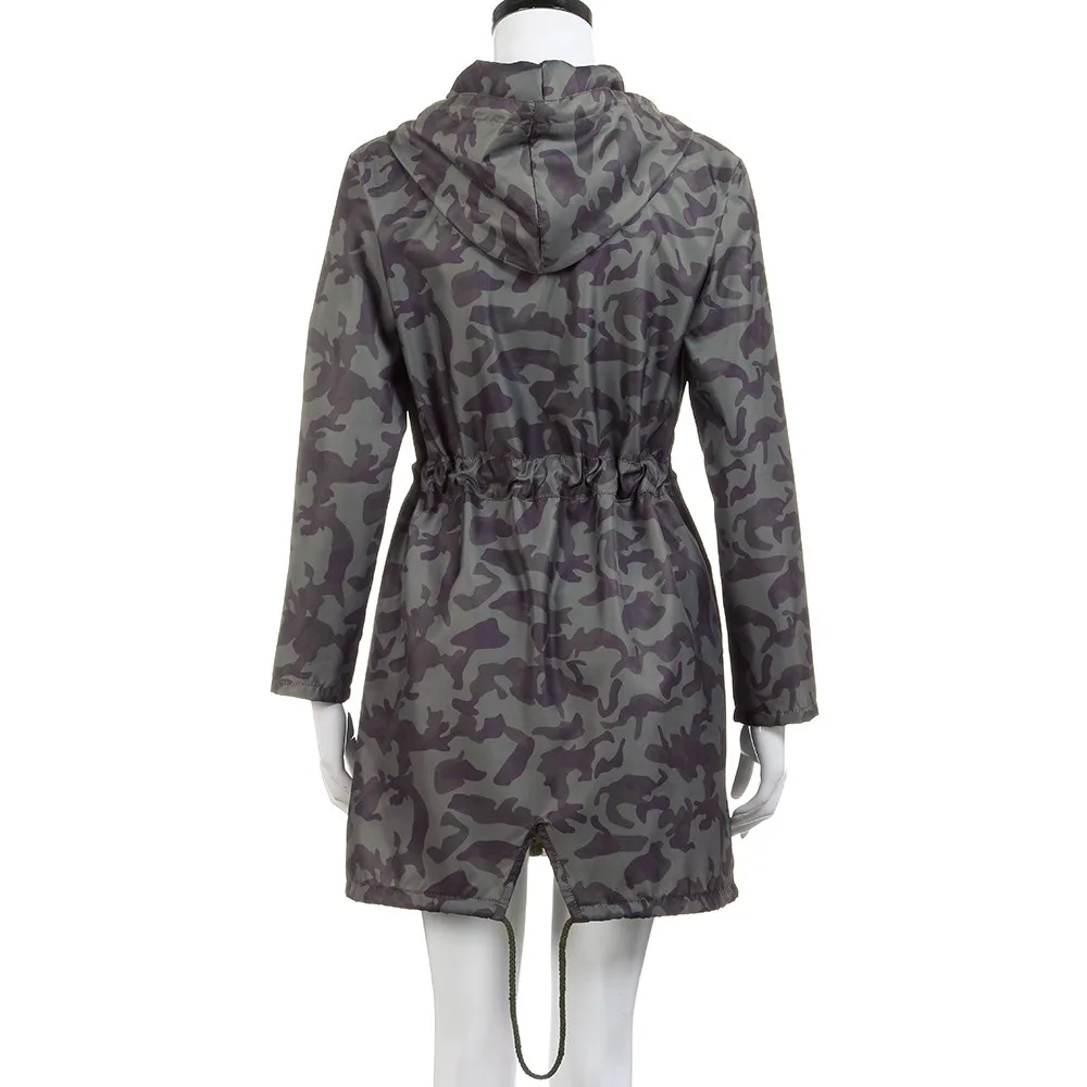 Женское модное пальто, Женское пальто с капюшоном и длинным рукавом, ветровка, камуфляжная верхняя одежда, весна-осень, Женское пальто, Giacca a vento