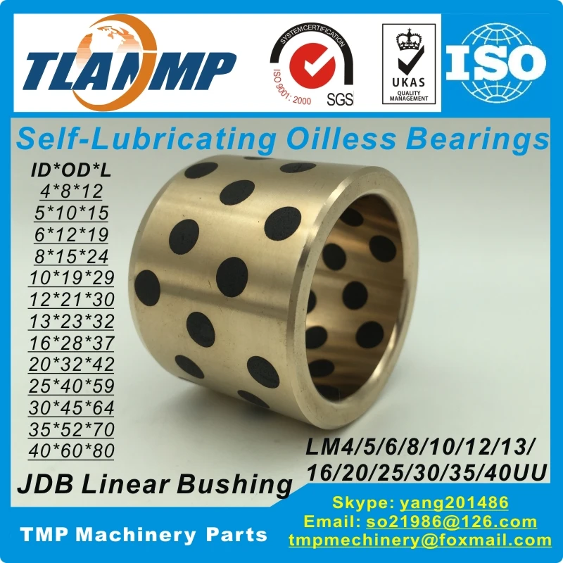 

JDB linear graphite copper bearings copper bushing oilless self-lubricating bearings-LM4/5/6/8/10/12/13/16/20/25/30/35/40UU