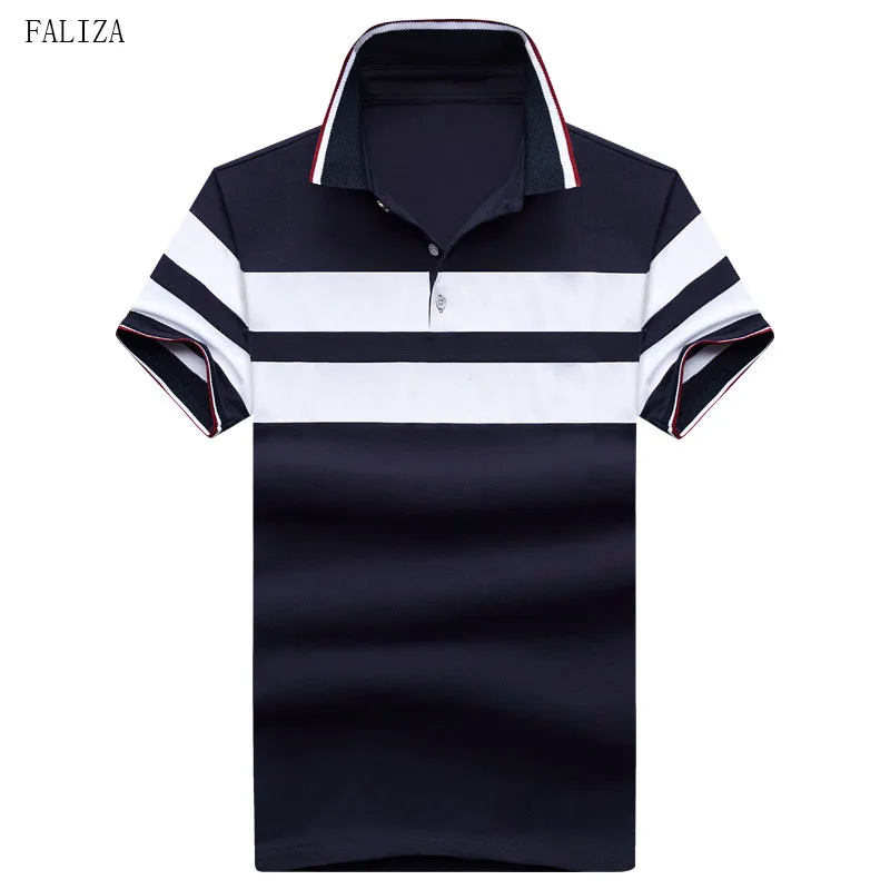 2018 High Quality Striped Men's Polos Cotton Breathable Short Sleeve
