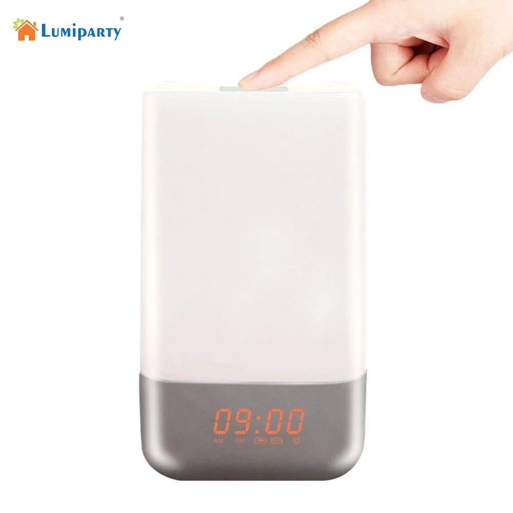 LumiParty Rechargeable 12 LEDs Bedside Lamp Wake up Alarm Light Table