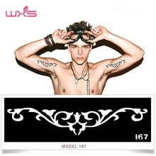 WXS работающая 8 шт. тату трафарет Бумага модный дизайн шеи татуировки с дизайном хна, блеск трафареты для тату, трафарет и Серебрянного цвета татуаж TS-03