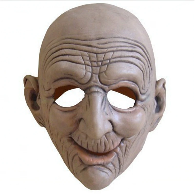 

Funny Smiling Old Man Latex Mask Halloween Realistic Old People Full Face Rubber Masks Masquerade Cosplay Props Adults Size