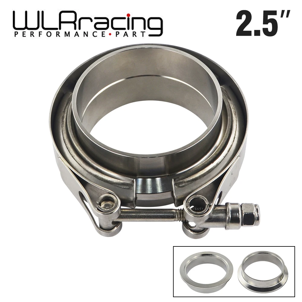 WLR RACING 2.5" SUS 304 Steel Stainless Exhaust V Band Clamp Flange Kit