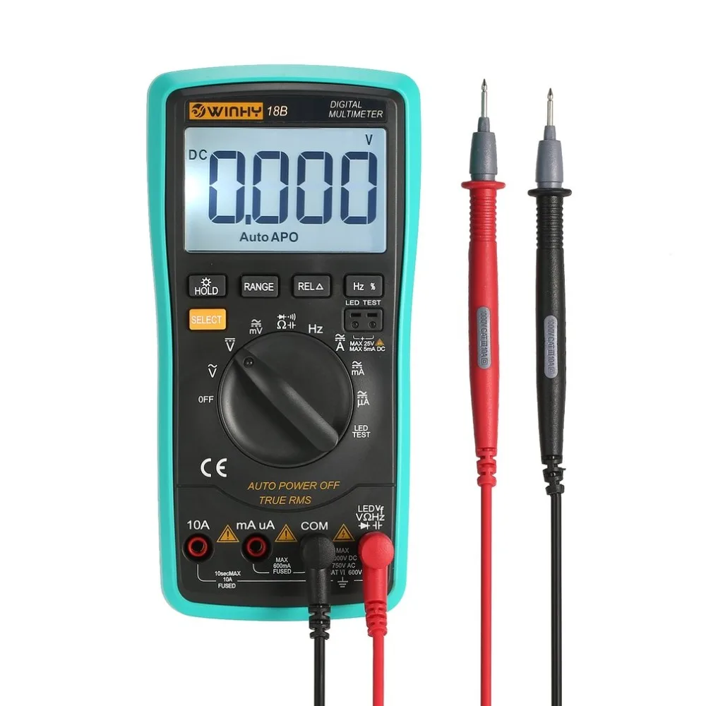 18B Digital Multimeter Tester True RMS AC/DC Volt Amp Ohm Capacitance Frequency Diode LED Test
