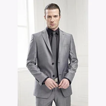 

2017 Classic Grey Groom Tuxedos Elegant Men Suit For Wedding terno slim fit Business Mens Work Wear Formal Suits (Jacket+Pants)