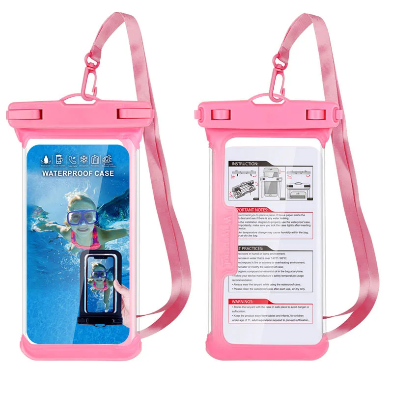 Универсальный Водонепроницаемый Чехол для iPhone X XR XS MAX 8 7 6 5 Swiming Pouch чехлы для телефонов 6," для huawei Xiaomi подводный чехол для телефона - Цвет: 1 pcs pink