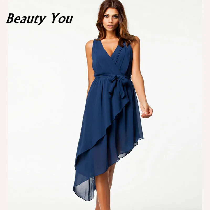 2015 Fashion Women Summer Dress,Elegant Lady Sex Chiffon Navy Blue Long ...