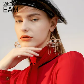 

WKOUD EAM 2020 New Woman Rhinestone Long Tassel Personality Earrings Fashion Female Jewelry Accessories Party Gift 6#JY592