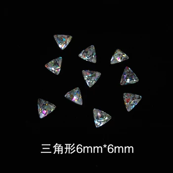 

5PCS 3D V-Bottomed 6mm 8mm Triangle Shape Shiny Clear Diamond Nail Art Rhinestones Decals Crystal Gem DIY Salon