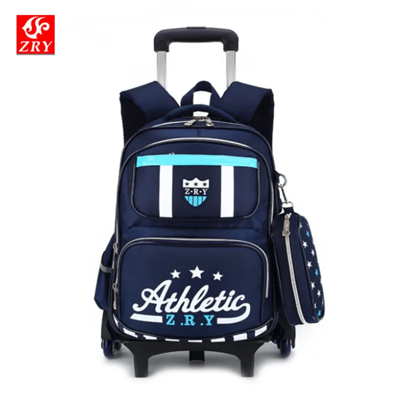 Removable Trolley school bag 2/6 wheeled waterproof children backpack