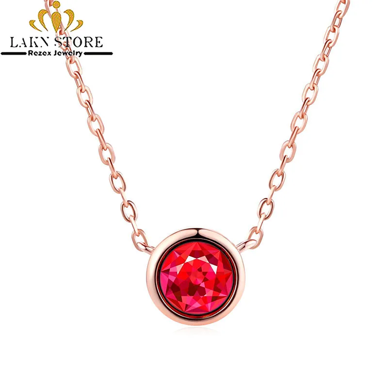 

red crystal stone necklace pendant for women/men simple rose gold color cz fashion trendy necklaces jewelry 2019 collier femme