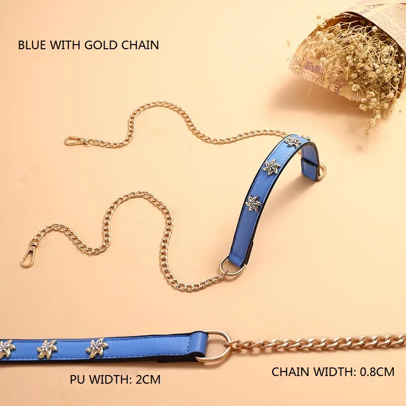 Women Bag Chain Belt Strap Bag Shoulder Strap Fittings Single Shoulder Oblique Metal Chain Strap Leather Chain Shoulder Strap