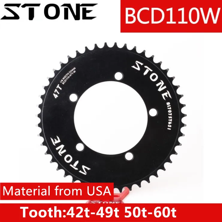 

Stone 110 BCD chainring aero fixed gear track bike fixie Round single 42T 46T 48T 50T 52t 54 57T 58t 59T 60t customize MTB