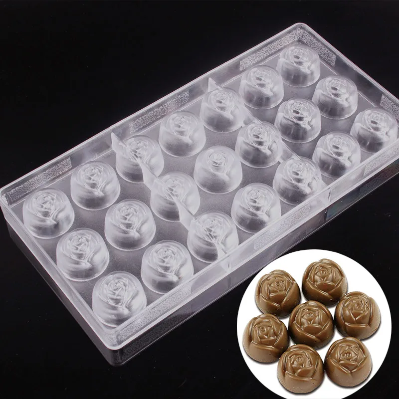 

2 Types Plastic Rose Flower Shape Polycarbonate Chocolate Candy Mould, DIY Handmade Chocolate Mould,Tray Pudding Moulds