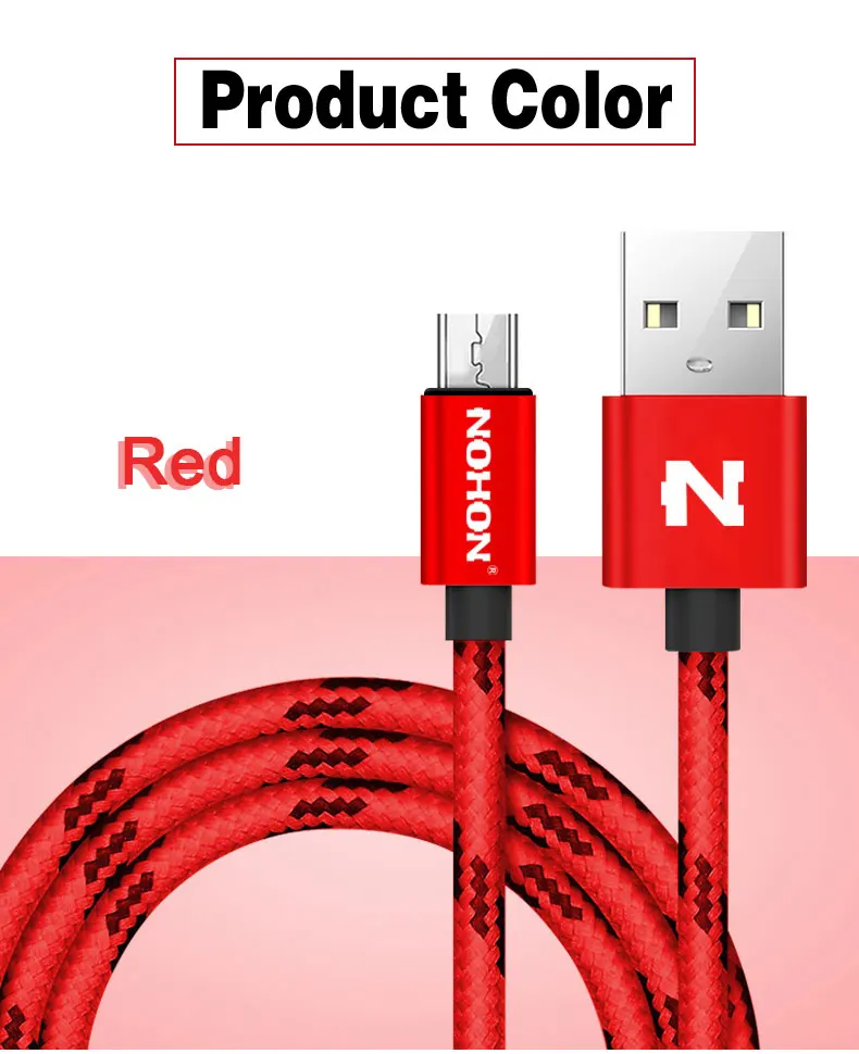 NOHON Micro USB кабель для быстрой зарядки нейлон для samsung Xiaomi huawei Nokia sony LG USB ЗУ для мобильного телефона Кабели для синхронизации данных