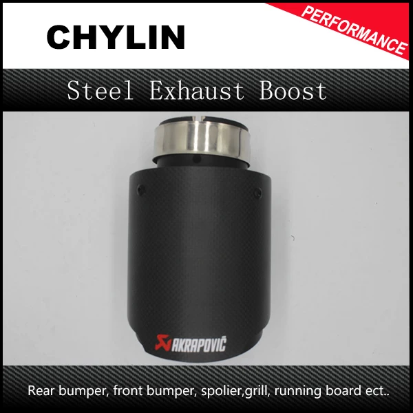 

H1Pair ID: 51mm OD: 89mm Car Racing Style Black Akrapovic Carbon Fiber Exhaust Tip For Any Cars
