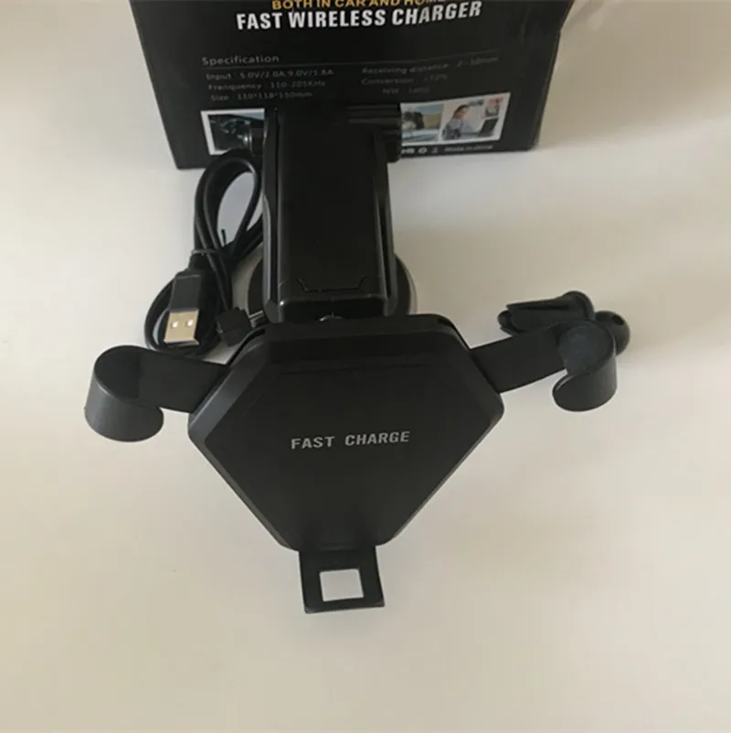 Car Qi Wireless Charger Fast Wireless Charging Car Phone Holder For