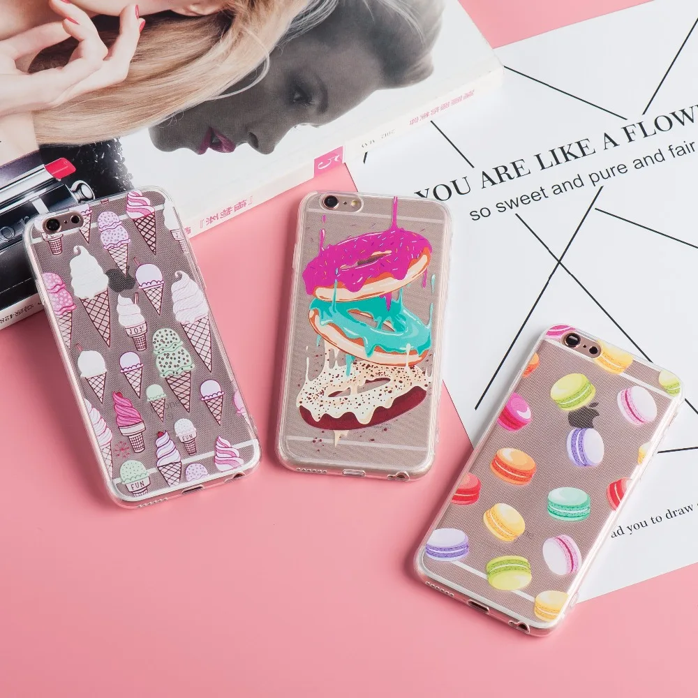 2017 yeni gokkusagi renk gida donuts macaron dondurma telefon iphone kiliflari 7 arti 7 arti seffaf kapak iphone 7 kilif case for iphone phone casescase plus aliexpress