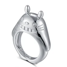 Новое милое мультяшное кольцо с Тоторо японский Хаяо Миядзаки Мой сосед Тоторо 925 пробы Серебряный подарок на день Святого Валентина обручальное кольцо