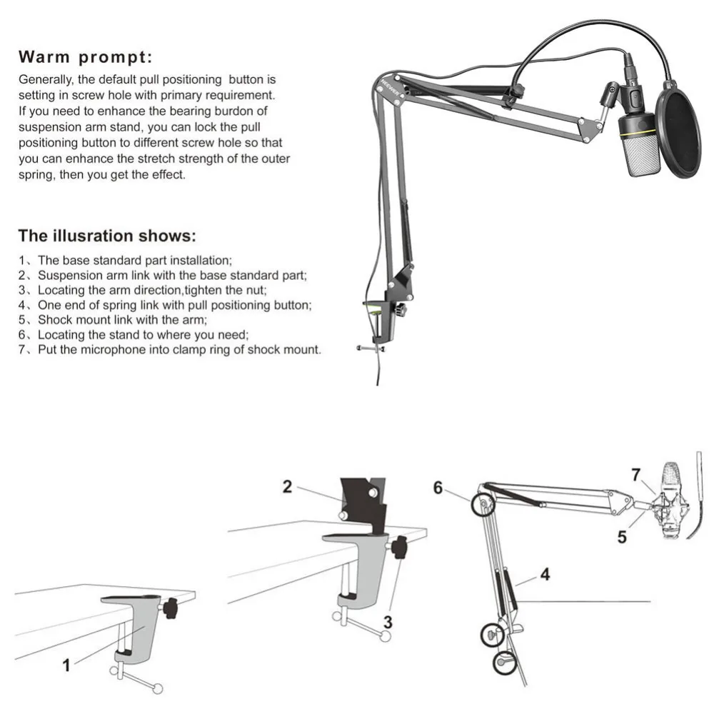 Kaufen Neewer NB 35 Mikrofon Suspension Boom Scissor Arm Stehen mit Mic Clip Halter Tisch Montage Clamp NW (B 3)