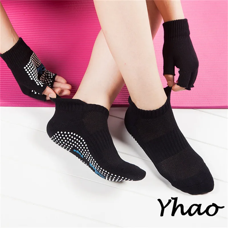 Yhao бренд Йога перчатки для пилатеса и носки спортивный комплект нескользящие носки тренажерный зал удобные и дышащие для женщин носки