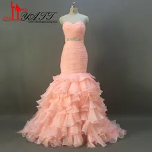 Liyatt Mermaid Wedding Dresses 2017 Robe de Soiree Sweetheart Beaded Sash Ruffles Train Cheap Bridal Gowns Party Dress KL003