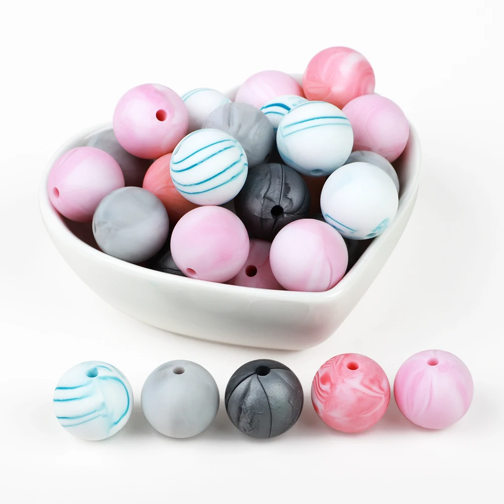 TYRY.HU 10pcs Silicone Beads 9/12/15mm Marble Baby Teething Beads DIY Craft Jewelry Necklace Pacifier Chain Bracelet BPA Free teething toys silicone teething toys baby teething toys silicone beads silicone teether silicone teething beads