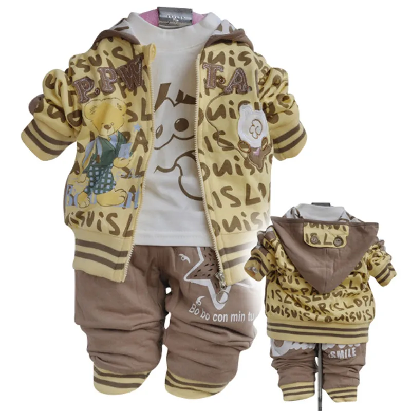 Anlencool/Прямая ; Roupas Meninos Infant Gu Xiong Chunqiu; хлопковое платье из трех предметов; одежда для малышей; осенний комплект для мальчиков