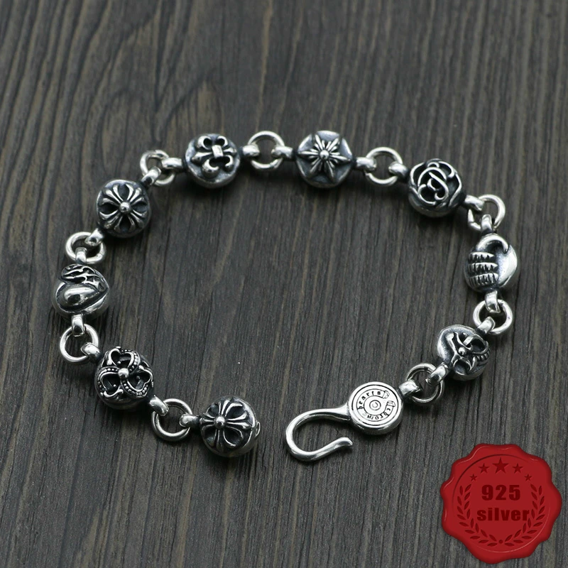 

S925 sterling silver bracelet fashion personality popular accessories new cross anchor punk style 2019 hot sale