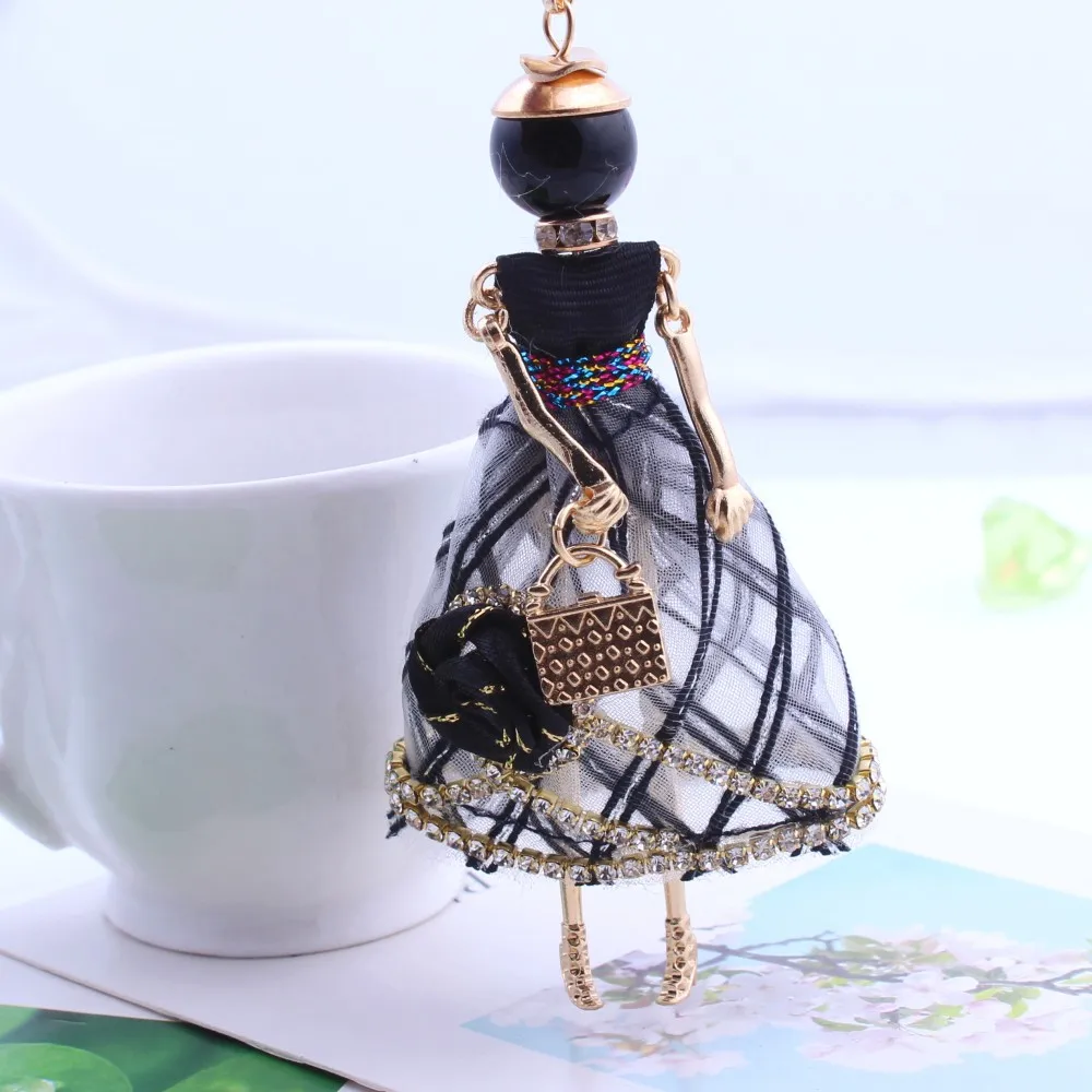 Statement Flower Doll Necklace font b Dress b font Handmade French Doll Pendant 2017 News Alloy