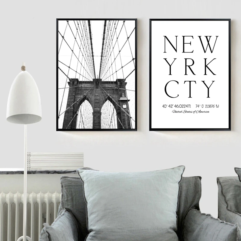 Художественный плакат Нью-Йорк, Бруклинский плакат с изображением моста Нью-Йорк, Картина на холсте, настенные картины, художественные принты для украшения дома