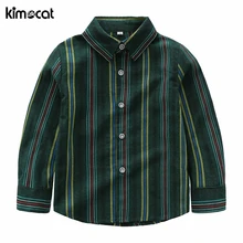 Kimocat/весенне-осенняя рубашка в полоску с длинными рукавами для маленьких мальчиков, комплект одежды детская одежда для малышей, рубашка детская одежда для мальчиков