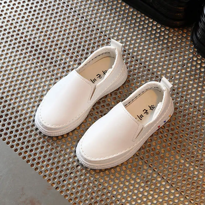 Детская обувь Весенняя Новинка обувь для мужчин и женщин для спорта и досуга белая кожа водонепроницаемый детская кожаная обувь для мальчиков - Цвет: White