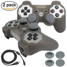 blueloong 2pcs Silver and Silver Color Wireless Bluetooth Joystick Gamepad For Playstation 3 PS3 Controller + Free Shipping