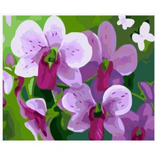 YIKEE Декоративные Холст Картина маслом по номерам, DIY Рисование по номерам с изображением фиолетовых цветов